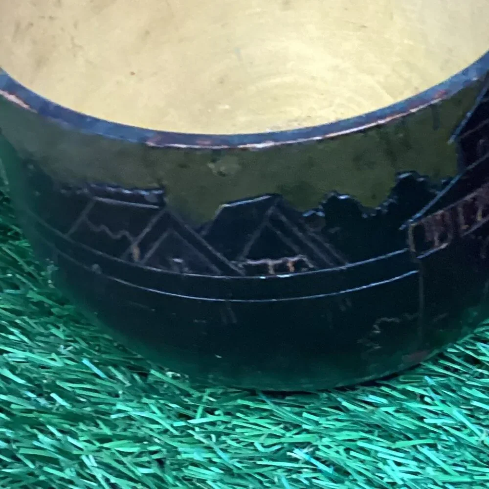 Vintage Hand Carved Nesting Bowls Tribal Design 5